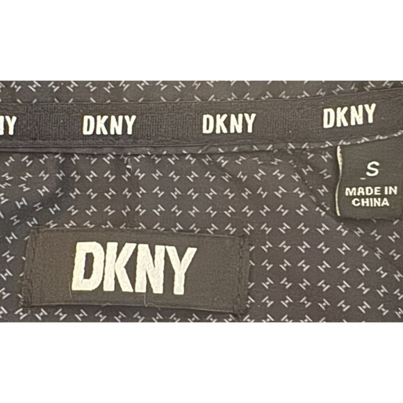 DKNY Button Up Long Sleeve Shirt Dressy Casual Office Size Small Black New - Picture 4 of 8